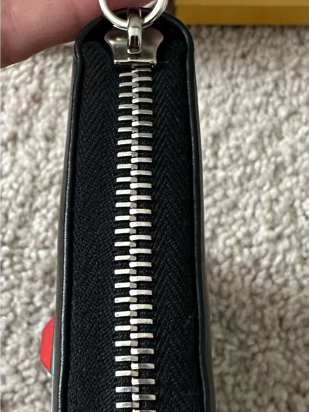 Fendi Hypnoteyes Black Leather Zip Around Wallet